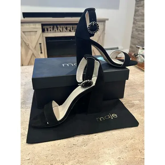 NEW Maje Faria Strappy Pumps in Black Suede size 38 / 7.5 - Picture 4 of 9